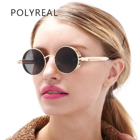 Polyreal Vintage G Tico Steampunk Ronda Gafas De Sol Mujeres Marca