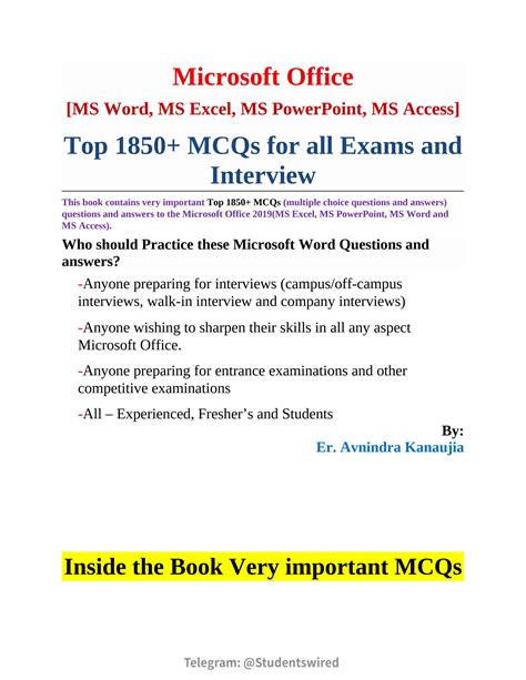 SOLUTION Microsoft Office Top 1850 Multiple Choice Questions Answers