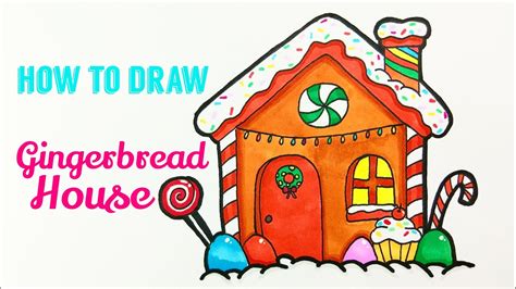 How To Draw Gingerbread House Easy And Cute Christmas Drawing Tutorial ...