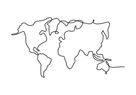 Mapa del mundo dibujo de una línea sobre fondo blanco aislado 3016843