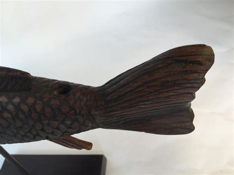 Japanese Hand Carved Wood Koi Good Fortune Fish Sculpture 19thc Free