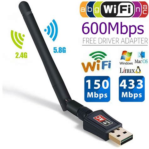 Wifi Adapter AC600Mbps Wireless Usb Adapter 5 8GHz 2 4GHz Dual Band