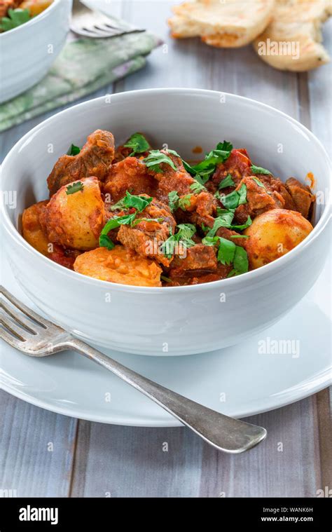 Aloo Gosht With Naan Bread Lamb And Potato Curry Cuisine Popular In