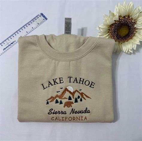 Lake Tahoe Embroidered Sweatshirt Sierra Nevada Embroidered Crewneck