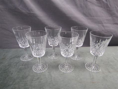 Set Of Six Waterford Crystal Water Goblets 18cms H