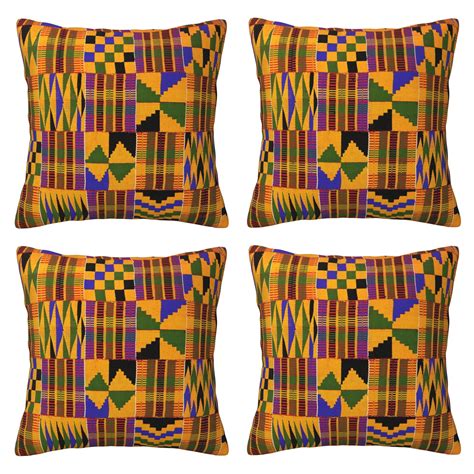 Home Throw Pillow Covers Two Sides Printed Ghana Kente Cloth Decor Sofa