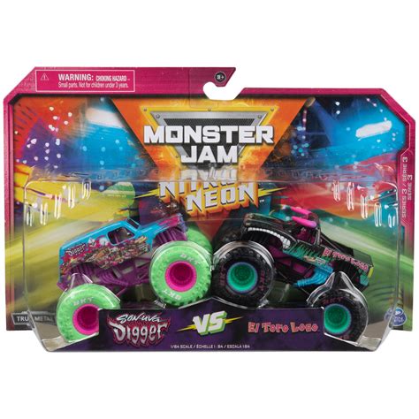 Monster Jam Neon Nitro Monster Truck Toy, Son-uva Digger Vs. El Toro ...