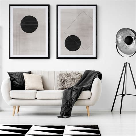 Minimalist Grey Shapes Print Set Of 2 Free Uk And Europe Delivery