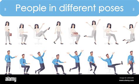 Business People Flat Vector Characters In Different Poses Set Cartoon