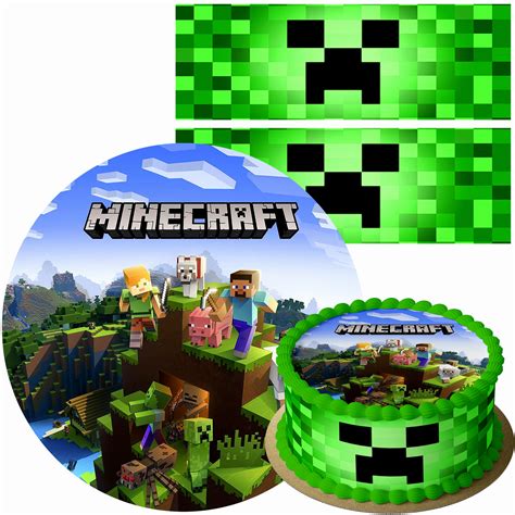 Zestaw Opłatek Na Tort Minecraft 20cm Dwa Obwody Tekst 3 Wafers