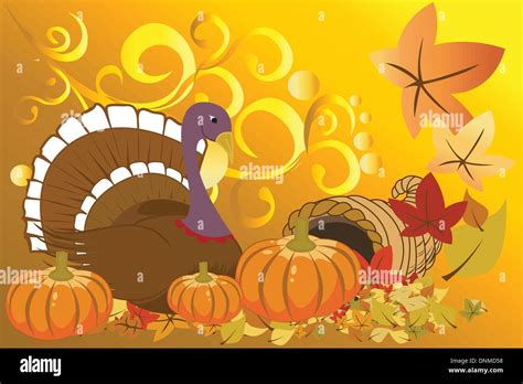 Vector Illustration Of Turkey And Pumpkins For Thanksgiving Celebration Stock Vector Image And Art