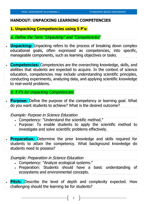 First Topic Final Term Handout Unpacking Learning Competencies