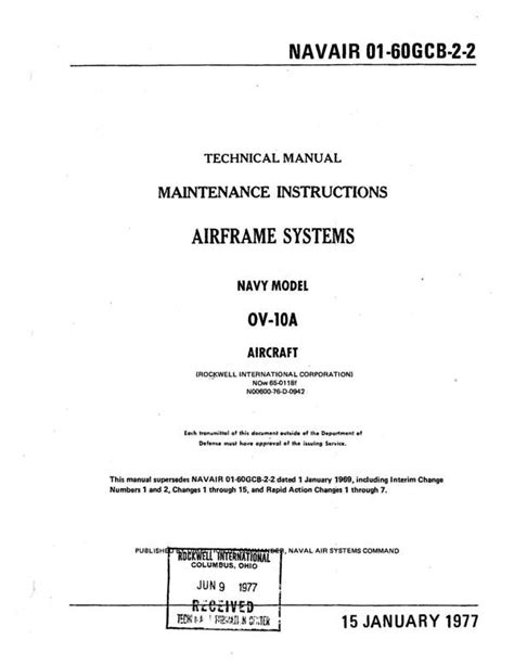 Technical Manual Maintenance Instructions Airframe Systems Navy Model OV-10A Aircraft NAVAIR 01 ...