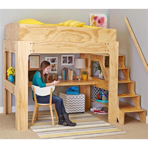 How To Build A Loft Bed With Desk Builders Villa