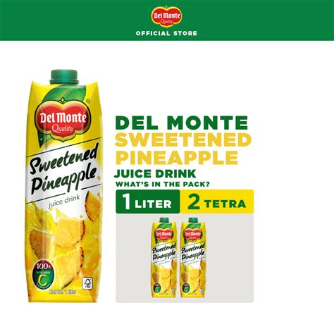 DEL MONTE Sweetened Pineapple Juice Drink With Refreshing Real Fruit