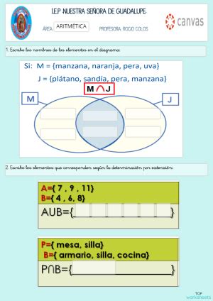 ARITMÉTICA UNIÓN E INTERSECCIÓN DE CONJUNTOS Ficha interactiva