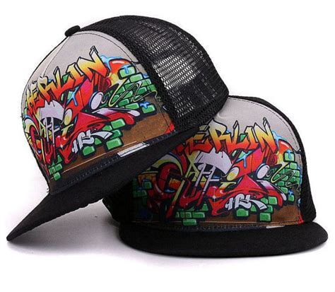 Gorra Con Grafiti Original Transpirable Algod N Visera Plana Hip Hop