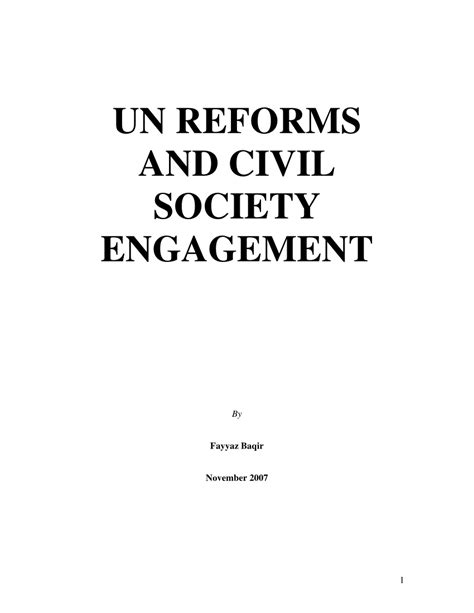 Pdf Un Reforms And Civil Society Engagement