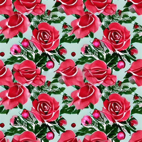 Vintage Red Christmas Rose Floral Wrapping Paper · Creative Fabrica