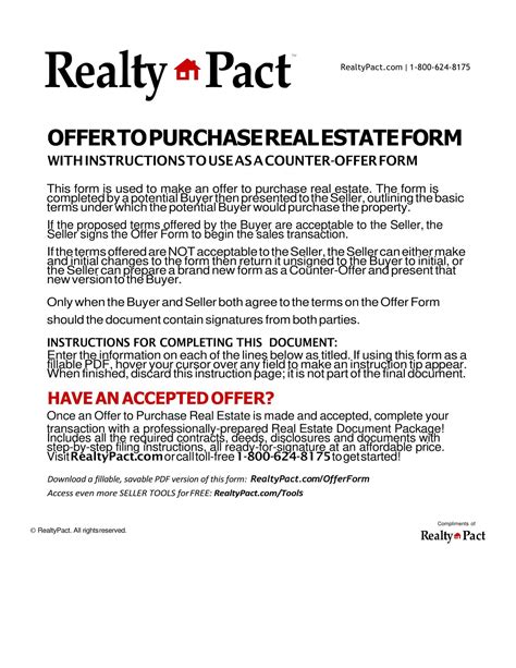 Free Printable Offer To Purchase Real Estate Form Templates [PDF, Word]