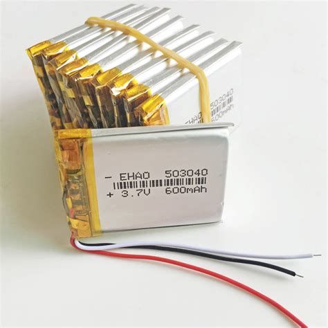 10 PCS 3 7V 600mAh Lithium Polymer Lipo Rechargeable Battery 3 Wires