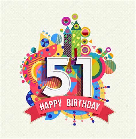 Feliz Cumpleaños 51 Año Tarjeta De Felicitación Cartel Color 2024