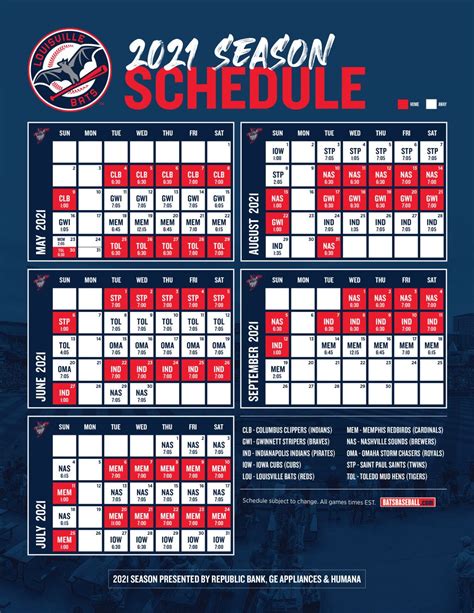 Printable Schedule Bats