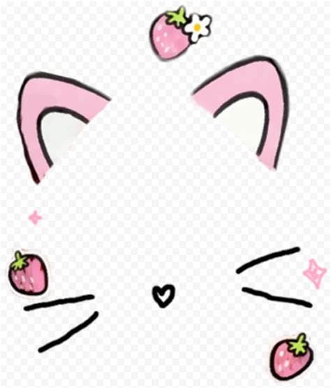 Snapchat Cat Cute Strawberry Snow Filter Ears PNG Image | Citypng