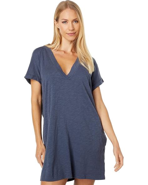 Bobi Los Angeles Short Sleeve Dolman V Neck Dress In Slub Jersey 6pm