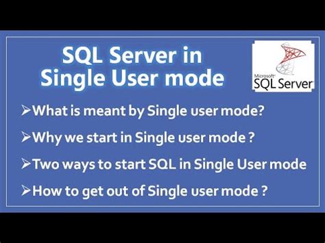 How To Start Sql Server In Single User Mode Ms Sql Youtube