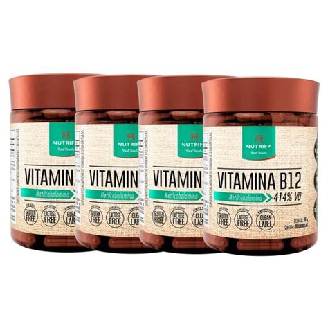 Kit 4 Potes Vitamina B12 Metilcobalamina 414 VD Suplemento Alimentar