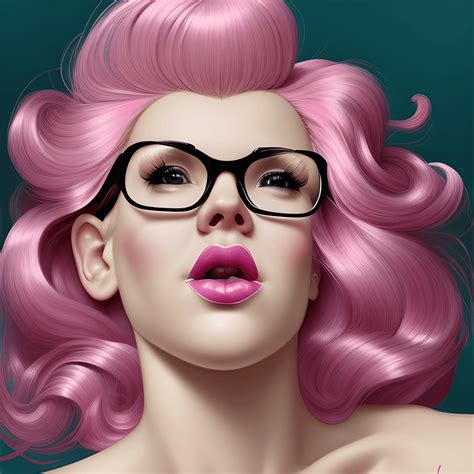 Pink Haired Pinup Girl Wearing Glasses · Creative Fabrica