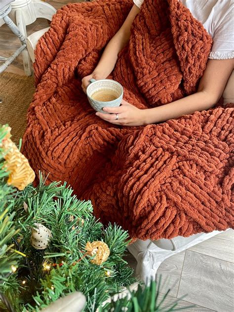 Knitted Soft Blanket Alize Puffy Blanket Etsy Crochet Blanket Pattern Easy Hand Knit