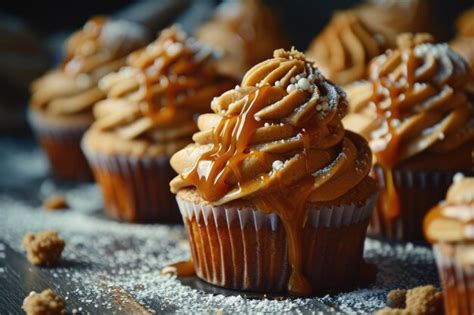 Premium Photo Salted Caramel Cupcakes With Vanilla Muffins