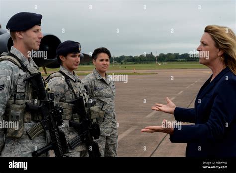 Secretary Of The Air Force Deborah Lee James Speaks With Security