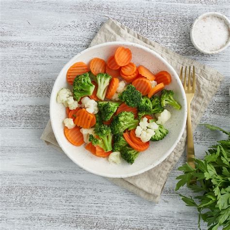 Mezcla de verduras hervidas brócoli zanahorias coliflor verduras al