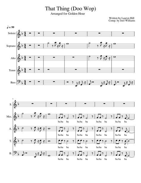 That Thing Lauryn Hill Thatthingdoowop Sheet Music For Soprano Alto Tenor Bass Voice