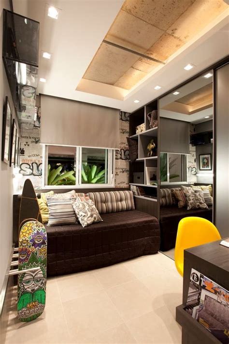 A Living Room Filled With Furniture And A Skateboard