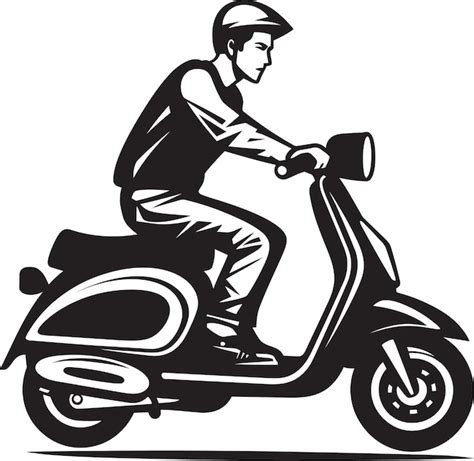 A Man Riding A Scooter With A Helmet On The Front Premium Ai