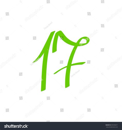 17 Calligraphy Number Seventeen Symbol Design: เวกเตอร์สต็อก (ปลอดค่า ...