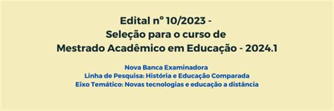 Edital Ppge N Sele O Para O Curso De Mestrado Acad Mico Em