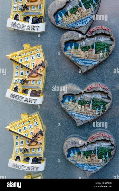 Fridge magnet souvenirs on sale, Salzburg, Austria Stock Photo - Alamy