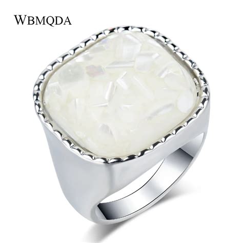 Wbmqda Anillo Cuadrado De Plata Tibetana Vintage Para Mujer Joya