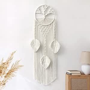 LOMOHOO Tree Of Life Dream Catcher Macrame Wall Hanging Boho Feather