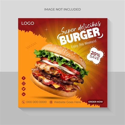 Premium Vector Burger Social Media Banner Post Template