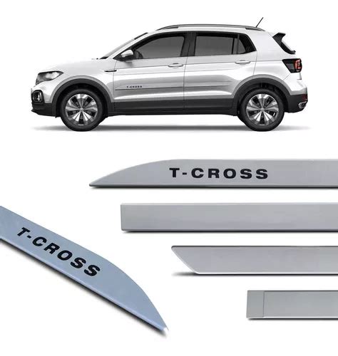 Jogo Friso Lateral Facão Vw T cross 2019 A 2020 Prata Sargas Frete grátis