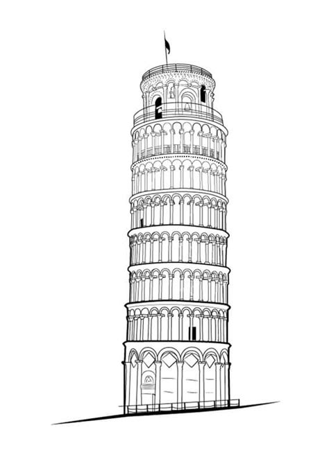 Dibujos De Torre Inclinada De Pisa 5 Para Colorear Para Colorear