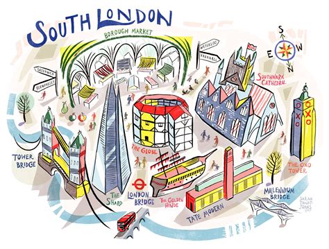 South london map, London map, Southwark cathedral