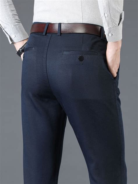 Men Solid Slant Pocket Suit Pants Without Belt Shein Usa