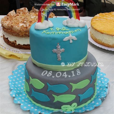 Kommunion Torte Regenbogen Fische Fondant Inspiration Torteneleganz